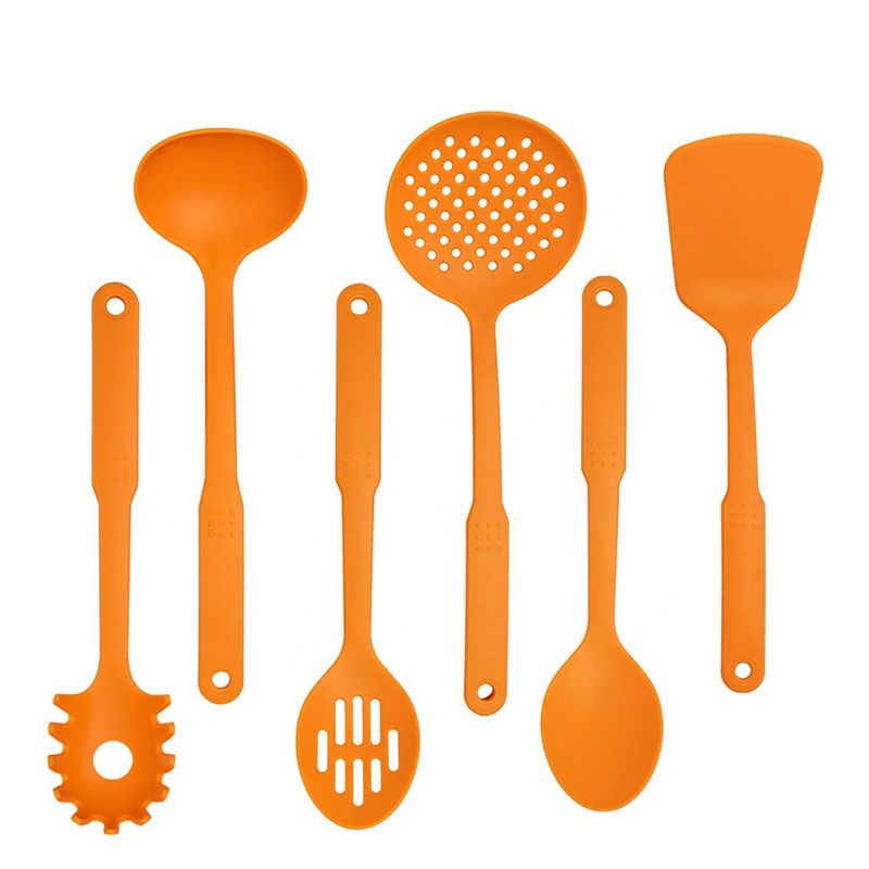 Low Price 6 Pieces Nylon Kitchen Utensils Set, Spoon, Soup Ladle, Skimmer, Turner, Pasta Server