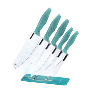 Kitchen King Mixed Dots Plastic Handle 6pcs Chef Knife Set with Acrylic Stand
