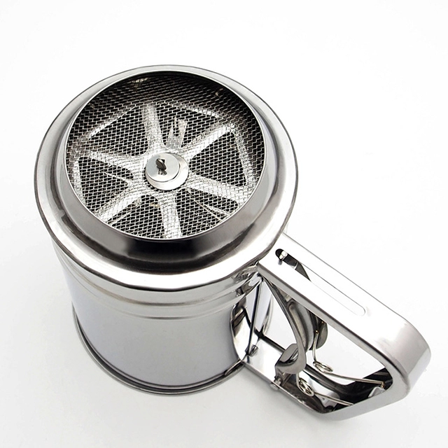 500ML Stainless Steel Fine Mesh Rotary Hand Crank Flour Sifter With Agitator