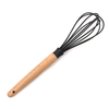 Best Selling Black Silicone Whisk Set of 2 Silicone Balloon Egg Beater Kitchen Utensils Beech Wooden Grasp