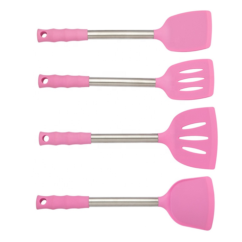 Wholesale Pink Silicone Kitchen Utensils Set for Cooking