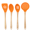 Food Grade 4 Pieces Silicone Cooking Utensils Set with Wooden Handle