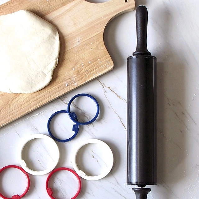NON-STICK Adjustable Rolling Pin with Thickness Rings- Stainless Steel French Dough Roller And Removable Rings