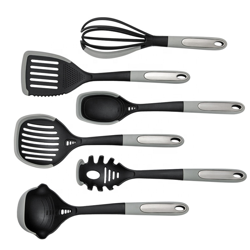 New Arrivals 2020 Double Materials And Soft Touch Handle 6 Pieces Nylon Kitchen Cooking Utensils Set